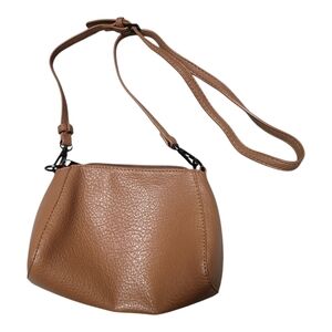 Street Level Tan Crossbody Bag with Adjustable Strap and Pebbled Finish